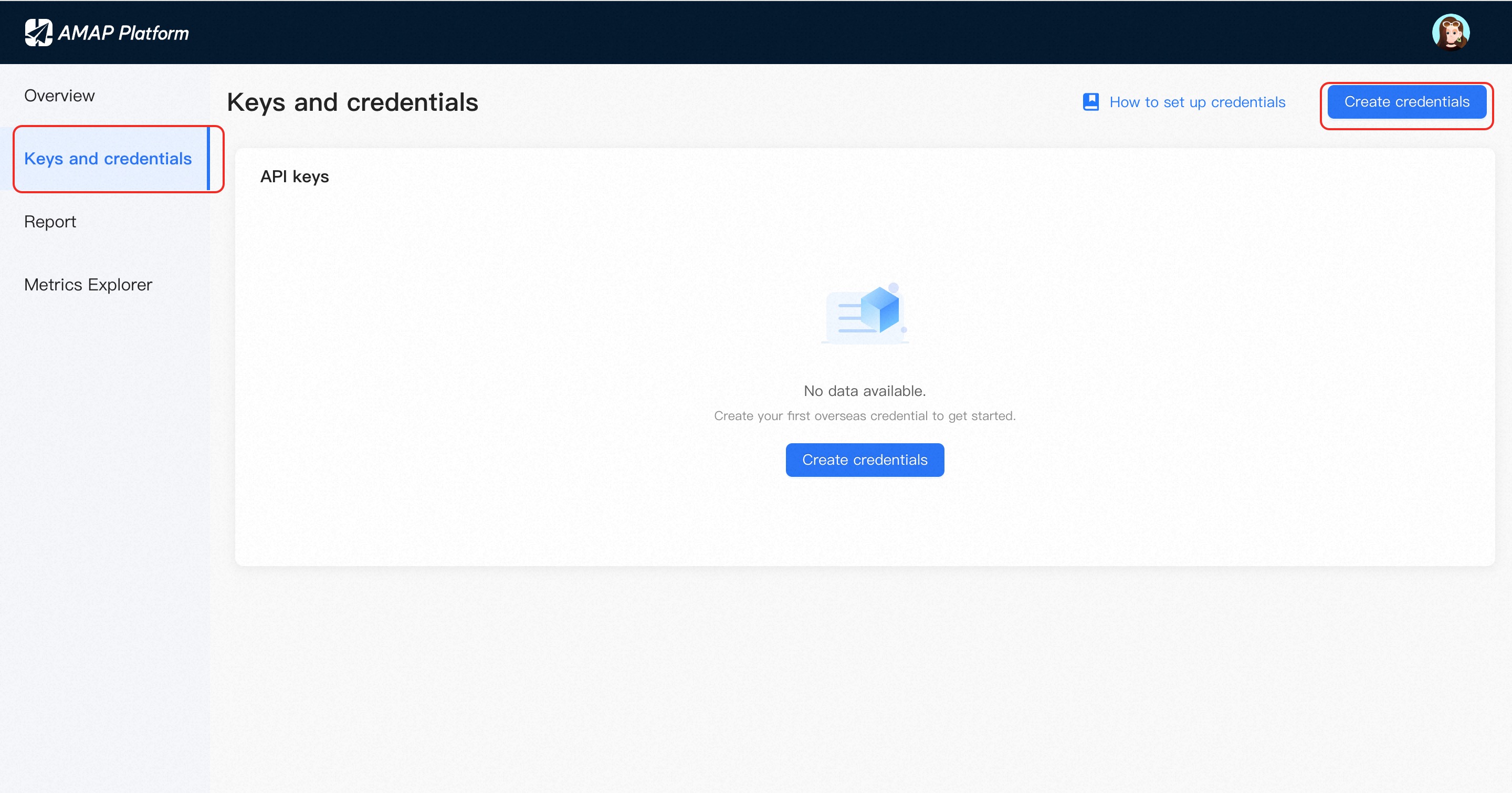 Creating an AMAP API key with Android selected as the bound service and SHA1 and Package Name fields configured