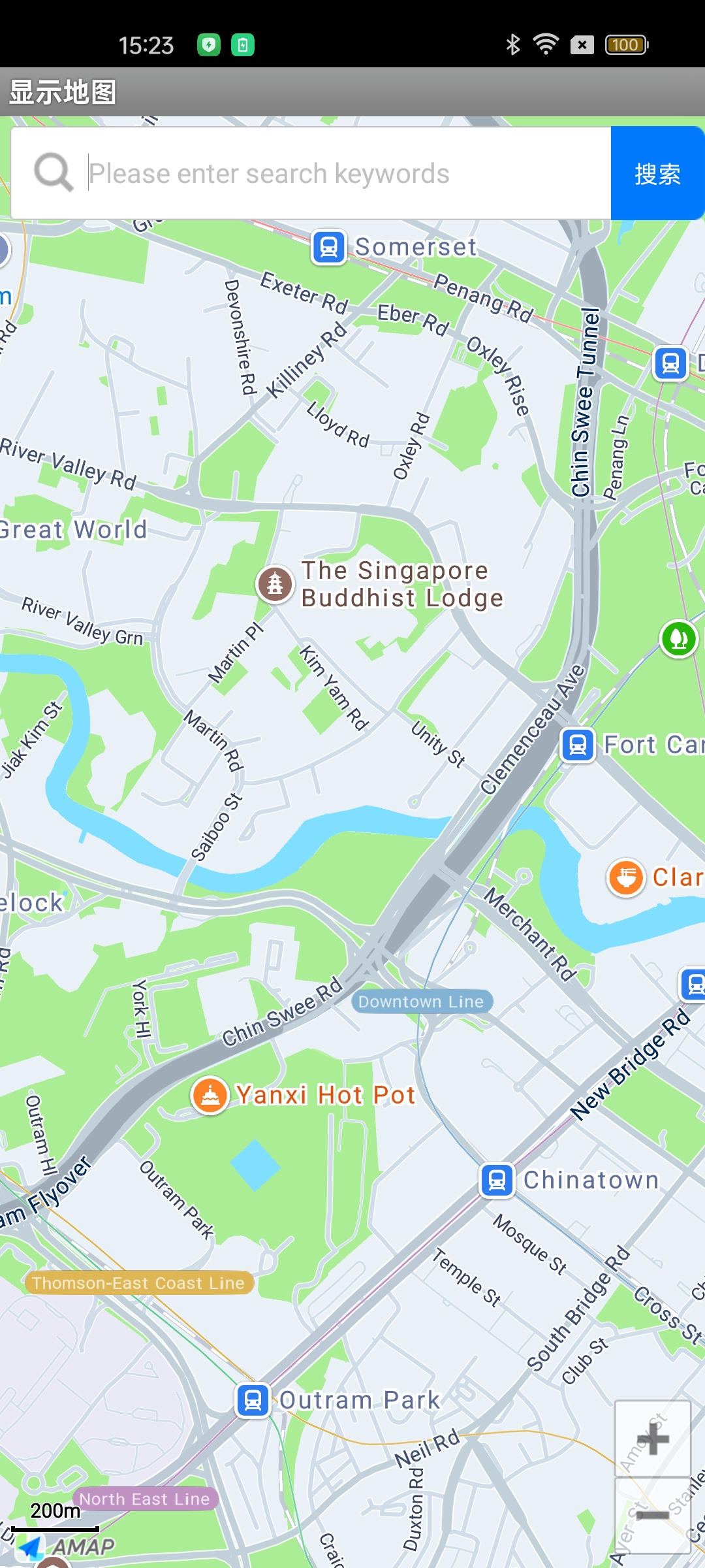 Android Maps SDK example showing a basic AMAP map displayed in an Android application