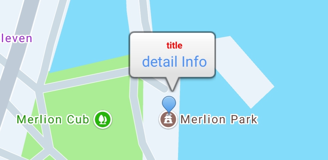 Android Maps SDK marker with a customized InfoWindow featuring a styled layout and additional content