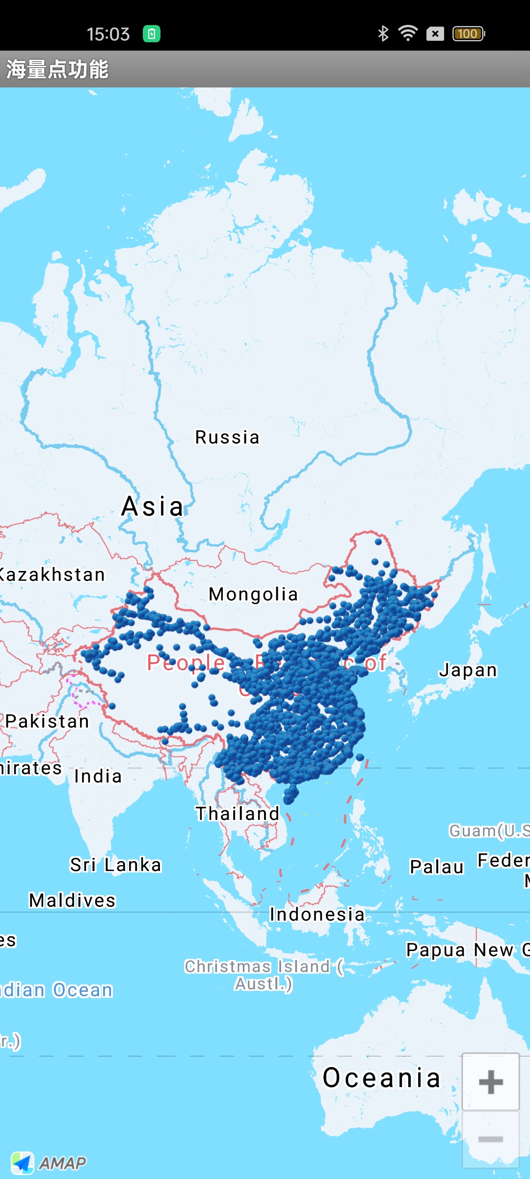 Mass points overlay rendering tens of thousands of data points efficiently on an Android AMAP map