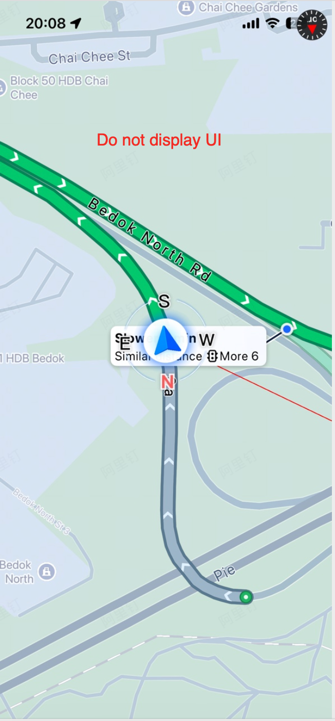 UI element visibility control showing the map with navigation controls hidden or displayed per configuration