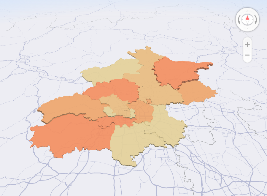 区面类型3d 模式下的北京各区行政边界
