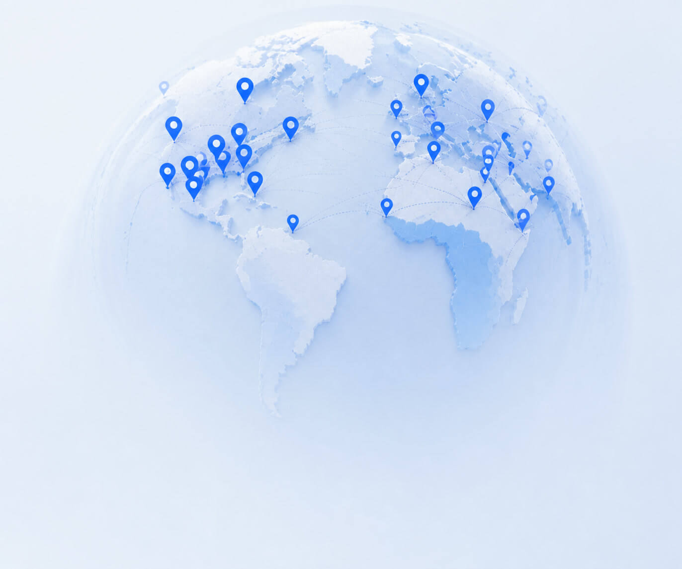 Global coverage map with location pins