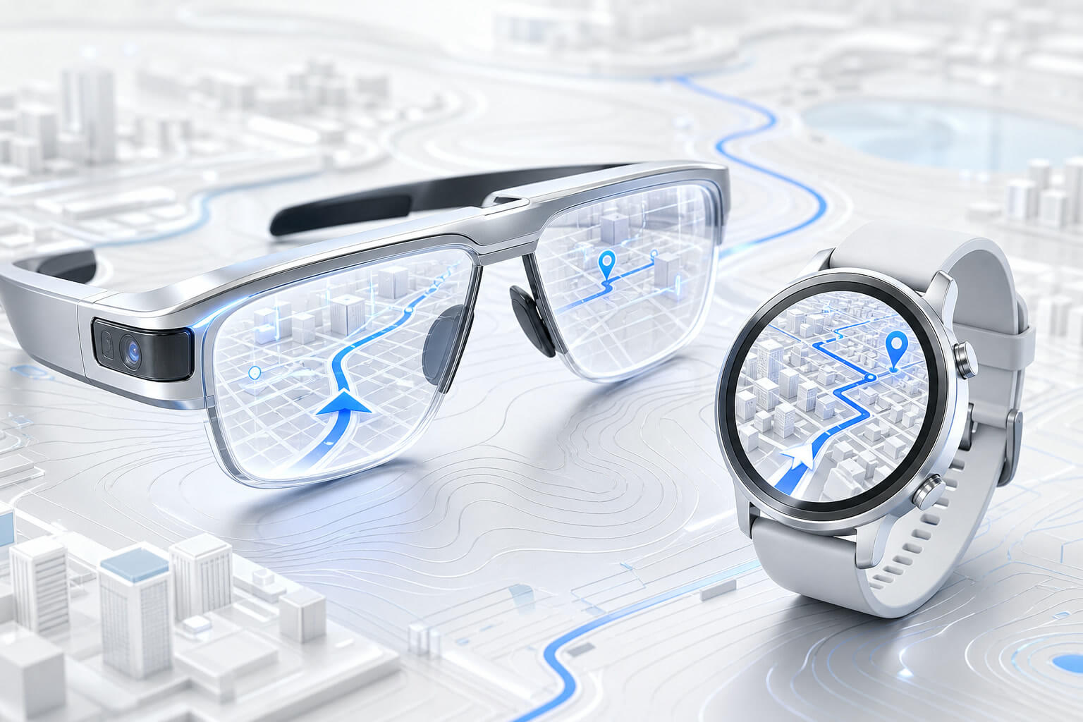 Advanced smart glasses displaying connected map navigation