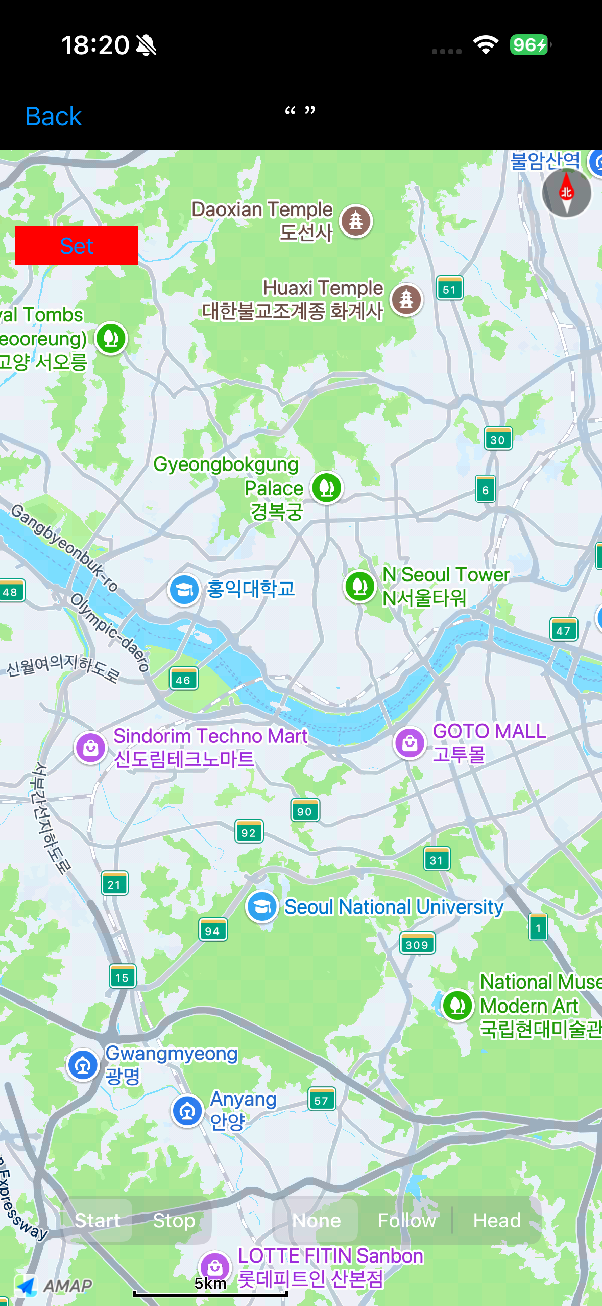 iOS Maps SDK example showing a basic map displayed in an iOS application
